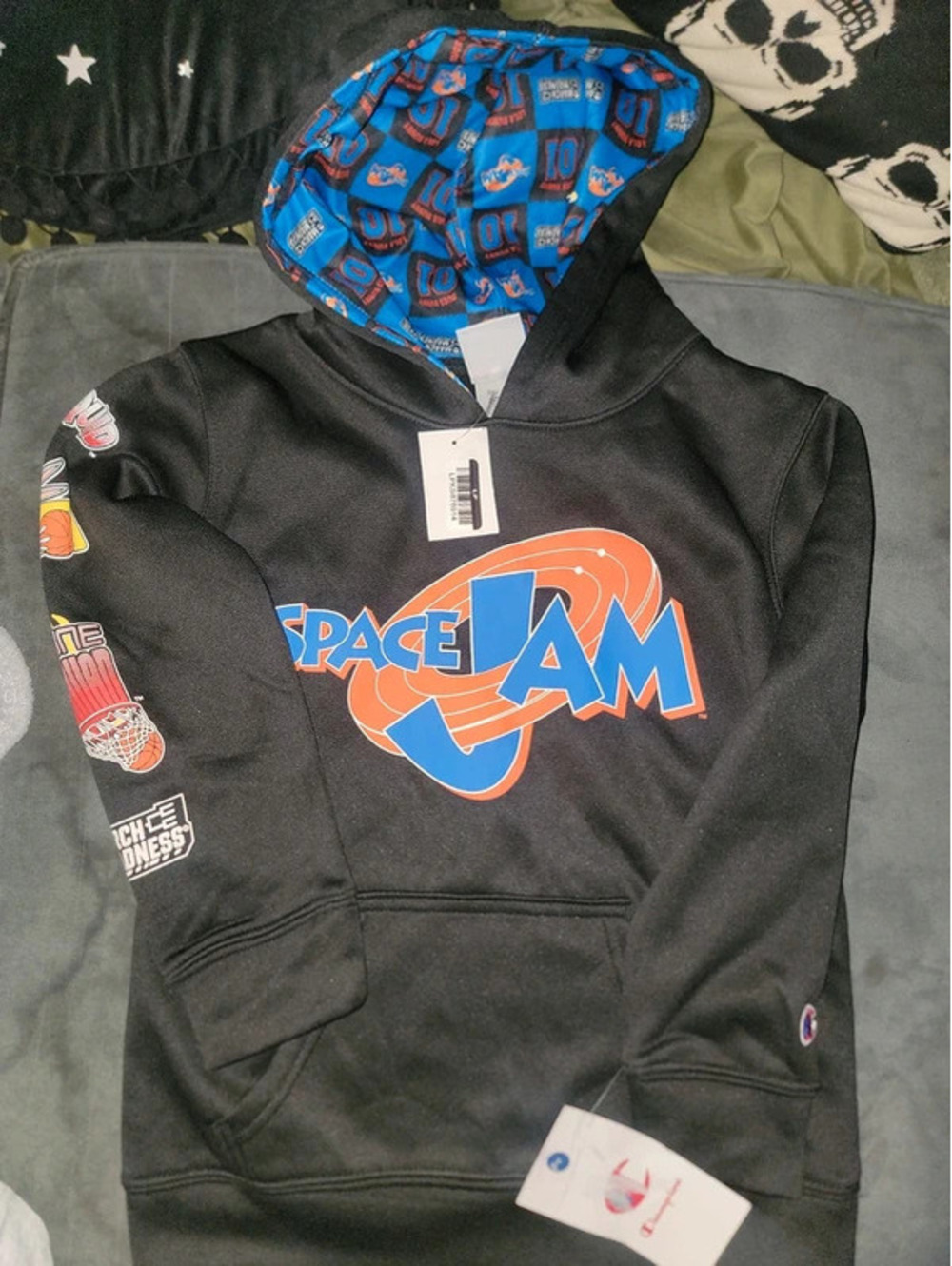 Kids space jam x championn hoodie size xs